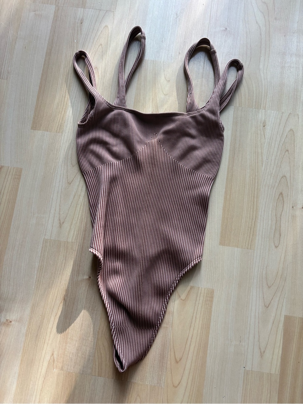 Urban Outfitters Ribbed Mauve Brown Bodysuit